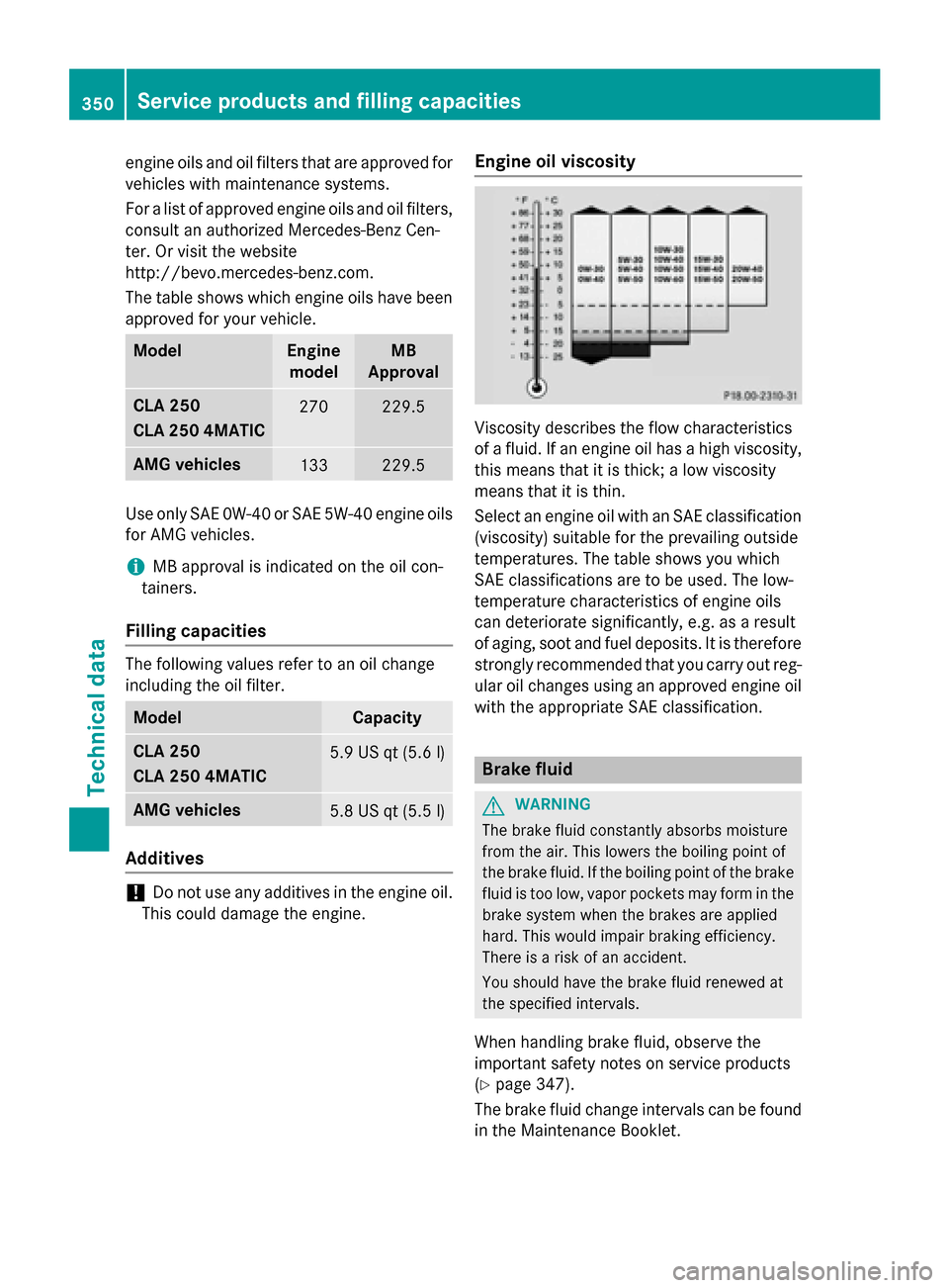 MERCEDES-BENZ CLA-Class 2014 C117 Owners Manual engine oils and oil filters that are approved for
vehicles with maintenance systems.
For a list of approved engine oils and oil filters,
consult an authorized Mercedes-Benz Cen-
ter. Or visit the webs MERCEDES-BENZ CLA-Class 2014 C117 Owners Manual engine oils and oil filters that are approved for
vehicles with maintenance systems.
For a list of approved engine oils and oil filters,
consult an authorized Mercedes-Benz Cen-
ter. Or visit the webs