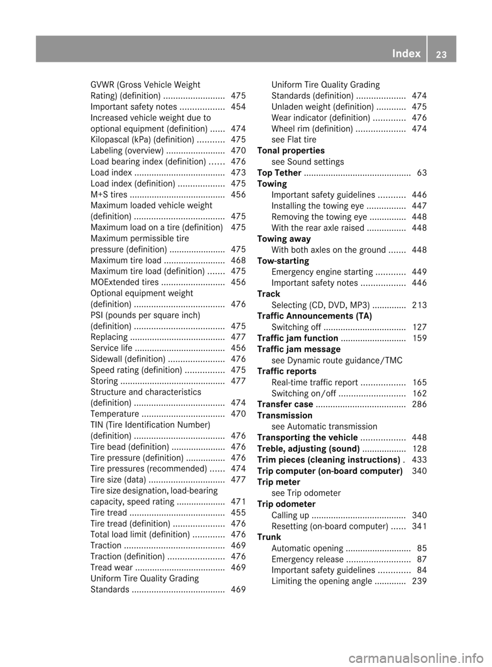 MERCEDES-BENZ CL-Class 2014 C217 Owners Guide GVWR (Gross Vehicle Weight
Rating) (definition)
.........................475
Important safety notes ..................454
Increased vehicle weight due to
optional equipment (definition) ......474
Kilo MERCEDES-BENZ CL-Class 2014 C217 Owners Guide GVWR (Gross Vehicle Weight
Rating) (definition)
.........................475
Important safety notes ..................454
Increased vehicle weight due to
optional equipment (definition) ......474
Kilo