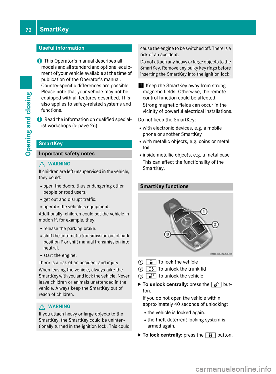 MERCEDES-BENZ SLK-Class 2015 R172 Owners Manual Useful information
i This Operators manual describes all
models and all standard and optional equip- ment of your vehicle available at the time of
publication of the Operators manual.
Country-specif