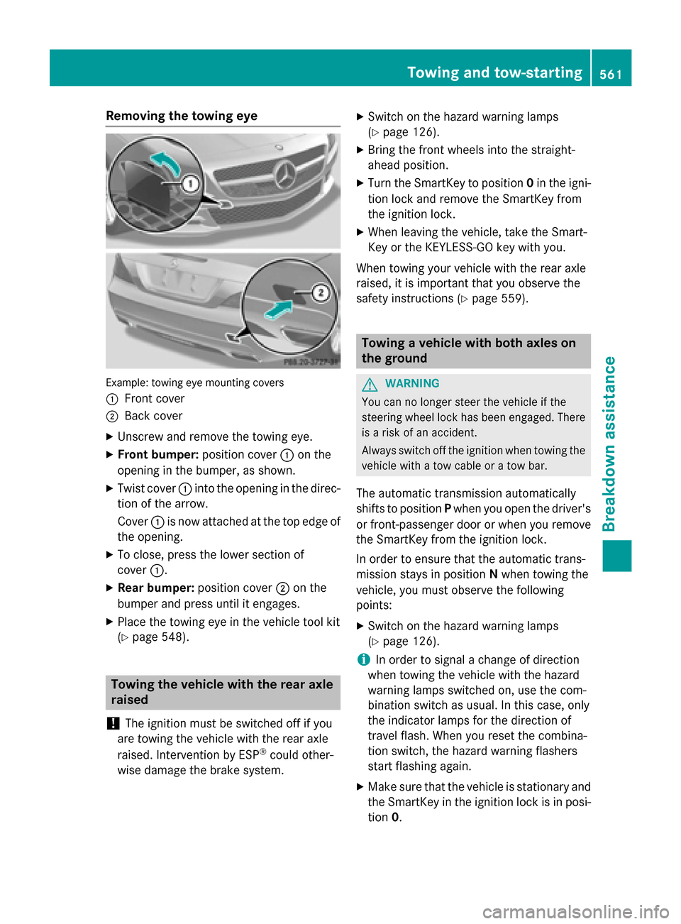 MERCEDES-BENZ SL-Class 2015 R131 Owners Manual Removing the towing eye
Example: towing eye mounting covers
0043 Front cover
0044 Back cover
X Unscrew and remove the towing eye.
X Front bumper: position cover0043on the
opening in the bumper, as sho MERCEDES-BENZ SL-Class 2015 R131 Owners Manual Removing the towing eye
Example: towing eye mounting covers
0043 Front cover
0044 Back cover
X Unscrew and remove the towing eye.
X Front bumper: position cover0043on the
opening in the bumper, as sho