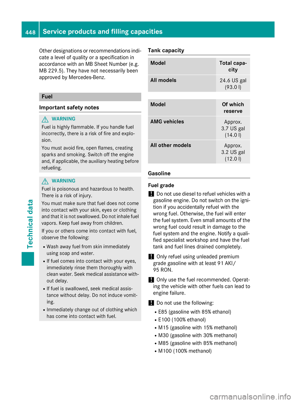 MERCEDES-BENZ M-Class 2015 W166 Owners Manual Other designations or recommendations indi-
cate a level of quality or a specification in
accordance with an MB Sheet Number (e.g.
MB 229.5). They have not necessarily been
approved by Mercedes-Benz. MERCEDES-BENZ M-Class 2015 W166 Owners Manual Other designations or recommendations indi-
cate a level of quality or a specification in
accordance with an MB Sheet Number (e.g.
MB 229.5). They have not necessarily been
approved by Mercedes-Benz.