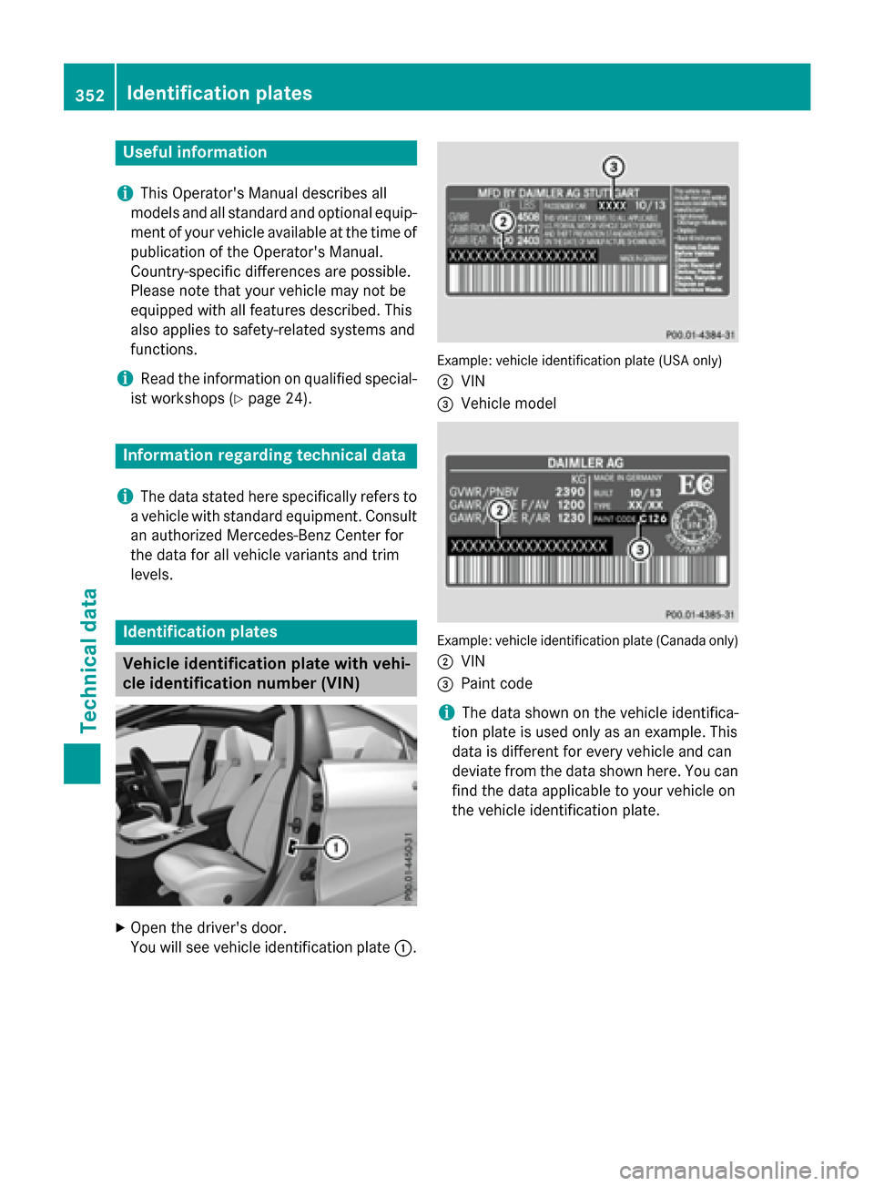 MERCEDES-BENZ CLA-Class 2015 C117 Owners Manual Useful information
i This Operators Manual describes all
models and all standard and optional equip- ment of your vehicle available at the time of
publication of the Operators Manual.
Country-specif MERCEDES-BENZ CLA-Class 2015 C117 Owners Manual Useful information
i This Operators Manual describes all
models and all standard and optional equip- ment of your vehicle available at the time of
publication of the Operators Manual.
Country-specif