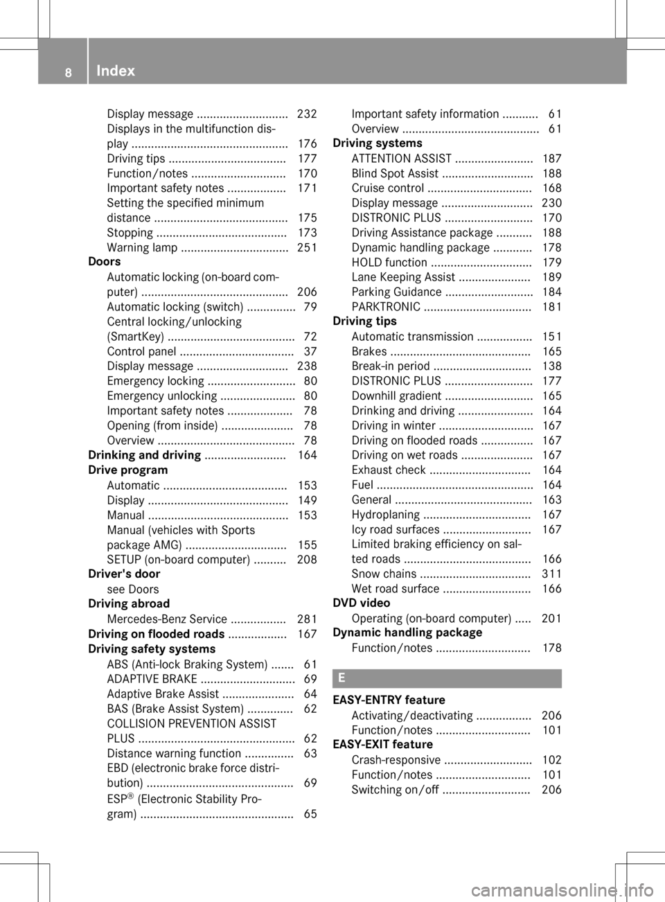 MERCEDES-BENZ SLK-Class 2016 R172 Owners Manual Display message ............................ 232
Displays in the multifunction dis-
play ................................................ 176
Driving tips .................................... 177
Func