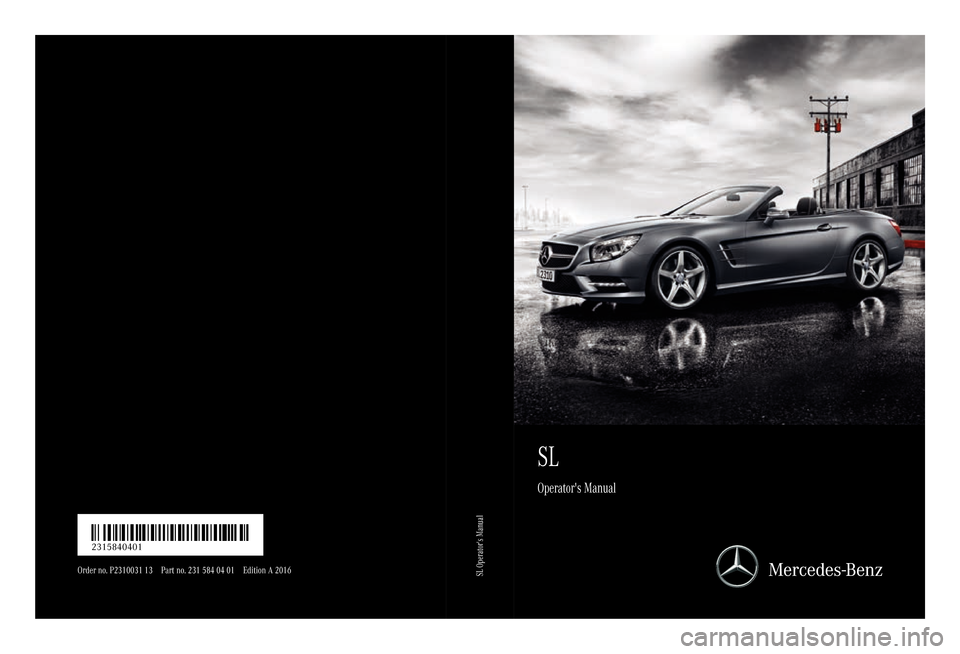 MERCEDES-BENZ SL-Class 2016 R231 Owners Manual 