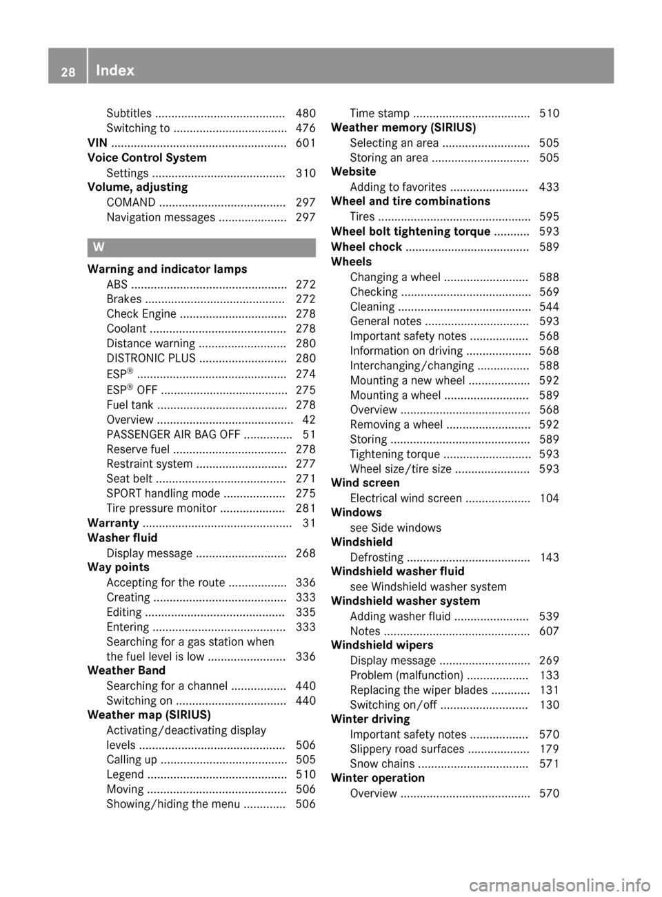 MERCEDES-BENZ SL-Class 2016 R231 Owners Guide Subtitles ........................................ 480
Switching to ................................... 476
VIN ...................................................... 601
Voice Control System
Settings