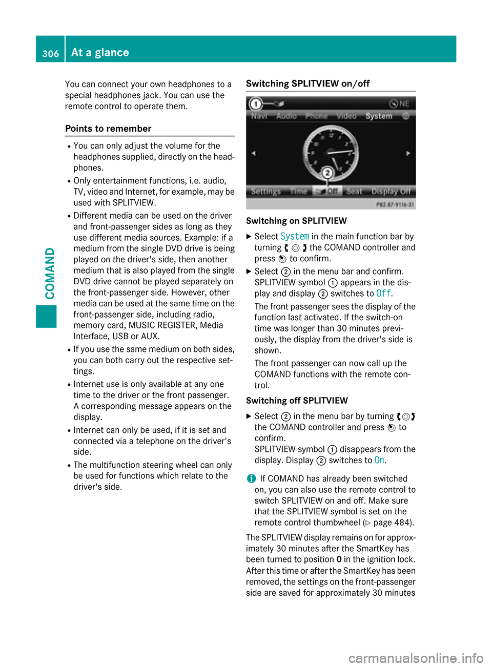MERCEDES-BENZ SL-Class 2016 R231 Owners Manual You can connect your own headphones to a
special headphones jack. You can use the
remote control to operate them.
Points to remember
RYou can only adjust the volume for the
headphones supplied, direct MERCEDES-BENZ SL-Class 2016 R231 Owners Manual You can connect your own headphones to a
special headphones jack. You can use the
remote control to operate them.
Points to remember
RYou can only adjust the volume for the
headphones supplied, direct