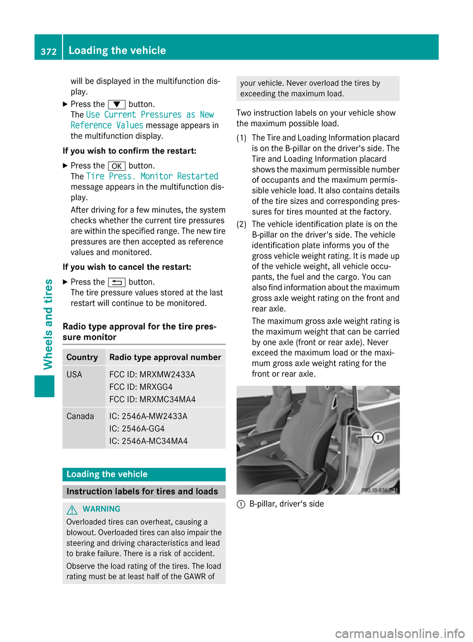 MERCEDES-BENZ S-Class COUPE 2016 C217 Owners Manual will be displayed in the multifunction dis-
play.
XPress the:button.
The Use Current Pressures as New
Reference Valuesmessage appears in
the multifunction display.
If you wish to confirm the restart:
MERCEDES-BENZ S-Class COUPE 2016 C217 Owners Manual will be displayed in the multifunction dis-
play.
XPress the:button.
The Use Current Pressures as New
Reference Valuesmessage appears in
the multifunction display.
If you wish to confirm the restart: