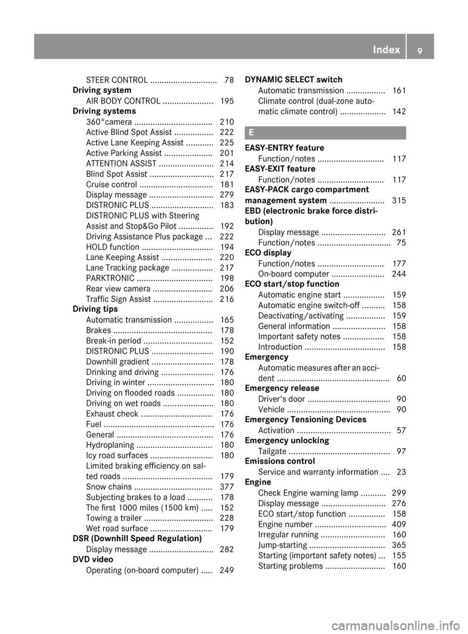 MERCEDES-BENZ GLC-Class 2016 X253 User Guide STEER CONTROL ............................. 78
Driving system
AIR BODY CONTROL ...................... 195
Driving systems
360°camera .................................. 210
Active Blind Spot Assist .. MERCEDES-BENZ GLC-Class 2016 X253 User Guide STEER CONTROL ............................. 78
Driving system
AIR BODY CONTROL ...................... 195
Driving systems
360°camera .................................. 210
Active Blind Spot Assist ..