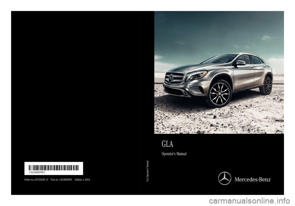 MERCEDES-BENZ GLA-Class 2016 X156 Owners Manual 