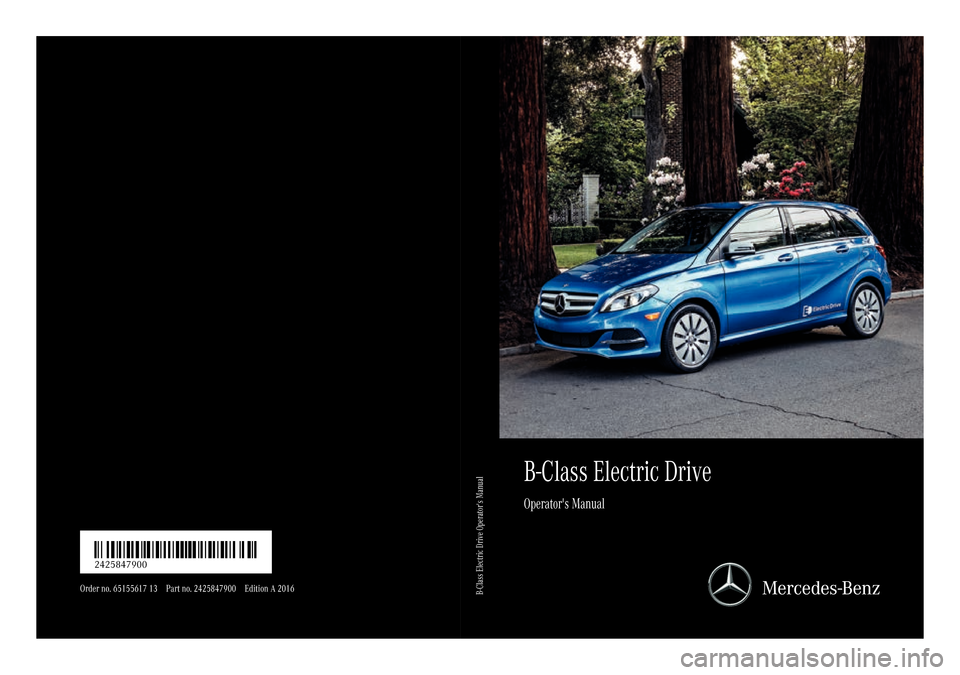 MERCEDES-BENZ B-Class ELECTRIC 2016 W246 Owners Manual 