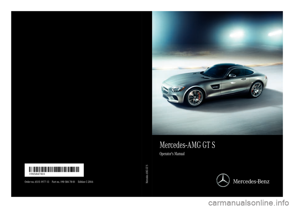 MERCEDES-BENZ AMG GT S 2016 C190 Owners Manual 