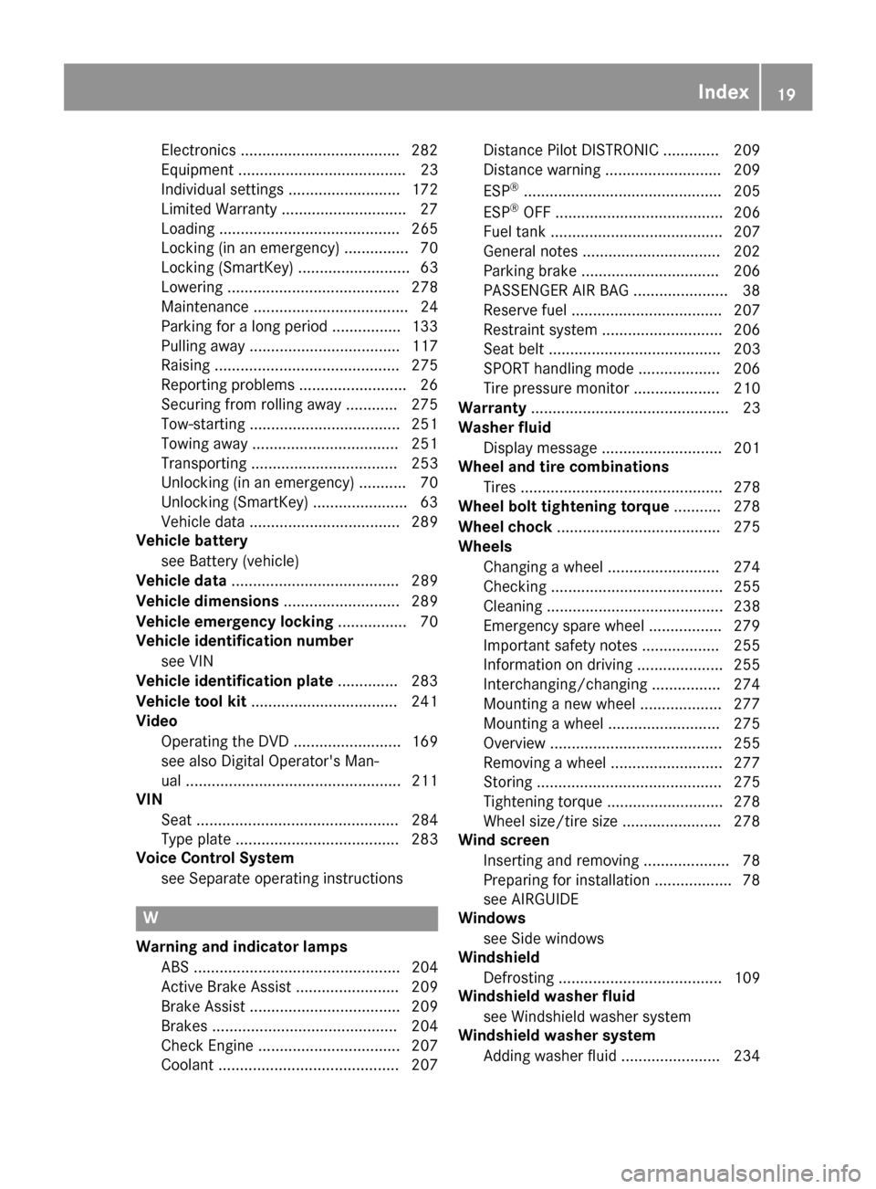 MERCEDES-BENZ SLC-Class 2017 R172 Owners Guide Electronics .....................................282
Equipment ....................................... 23
Individua lsettings .......................... 172
Limited Warranty ..........................