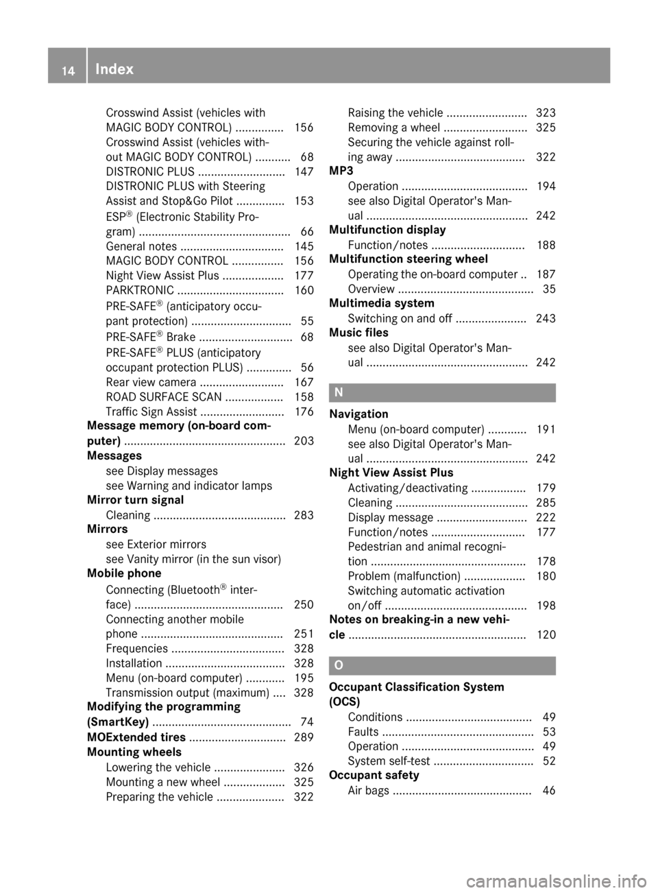 MERCEDES-BENZ S-Class COUPE 2017 C217 User Guide Crosswind Assist (vehicles with
MAGIC BODY CONTROL) .............. .156
Crosswind Assist (vehicles with-
out MAGIC BODY CONTROL) ........... 68
DISTRONIC PLUS ........................... 147
DISTRONIC