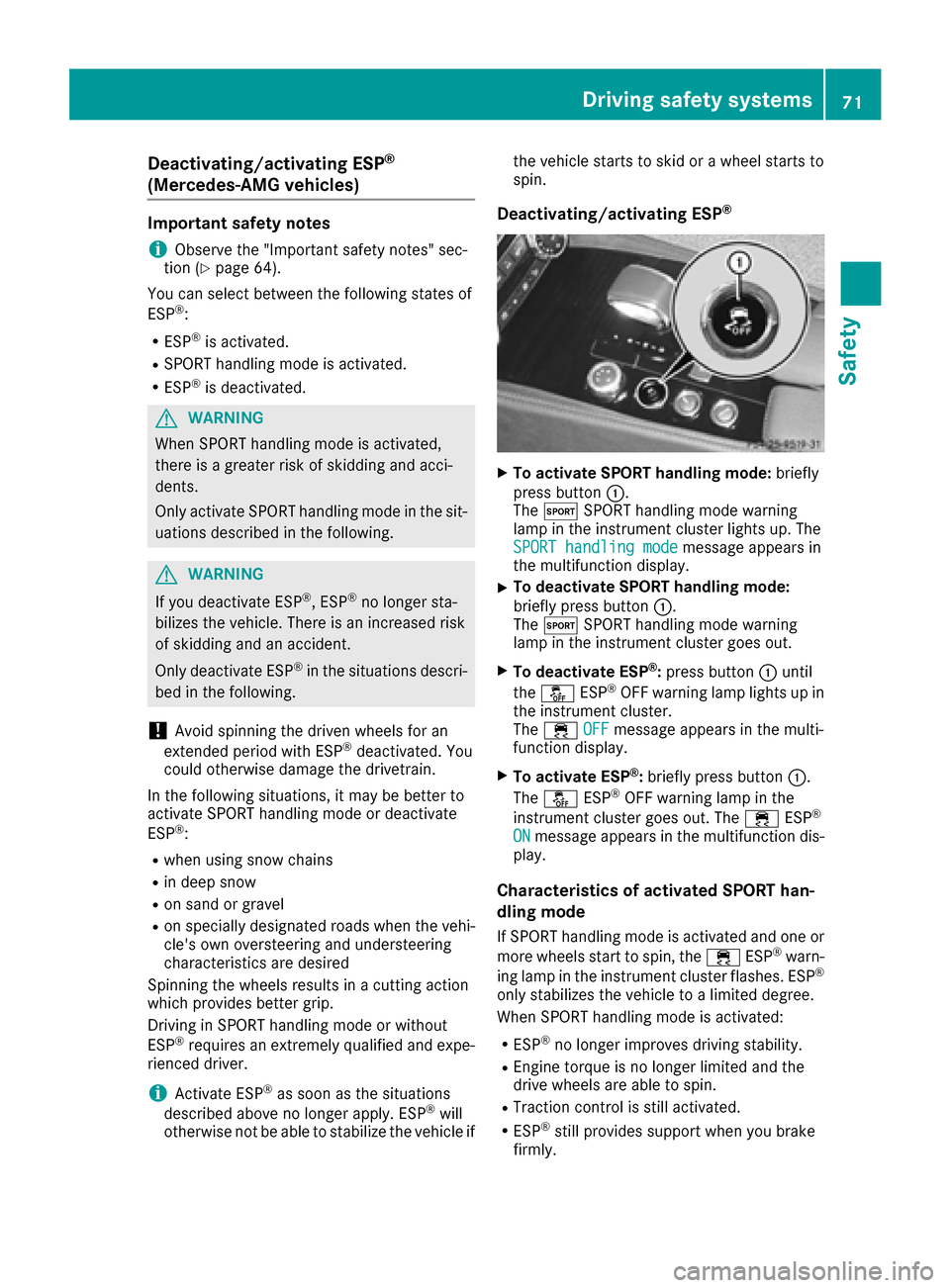 MERCEDES-BENZ CLS-Class 2017 W218 Manual PDF Deactivating/activating ESP®
(Mercedes‑AM Gvehicles )
Important safet ynotes
iObserv eth e"Important safet ynotes" sec -
tion (Ypage 64).
You can selec tbetween th efollowin gstates of
ES P
®:
RES MERCEDES-BENZ CLS-Class 2017 W218 Manual PDF Deactivating/activating ESP®
(Mercedes‑AM Gvehicles )
Important safet ynotes
iObserv eth e"Important safet ynotes" sec -
tion (Ypage 64).
You can selec tbetween th efollowin gstates of
ES P
®:
RES