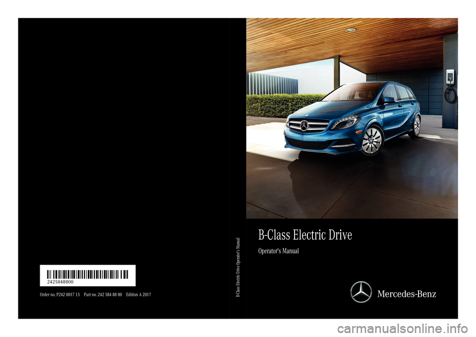 MERCEDES-BENZ B-Class 2017 W246 Owners Manual 