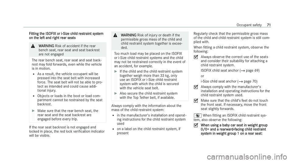 MERCEDES-BENZ A-CLASS SALOON 2022 Manual PDF �F�i�t�t�i�n�g� �t�h�e� �I�S�O�F�I�X� �o�r� �i!