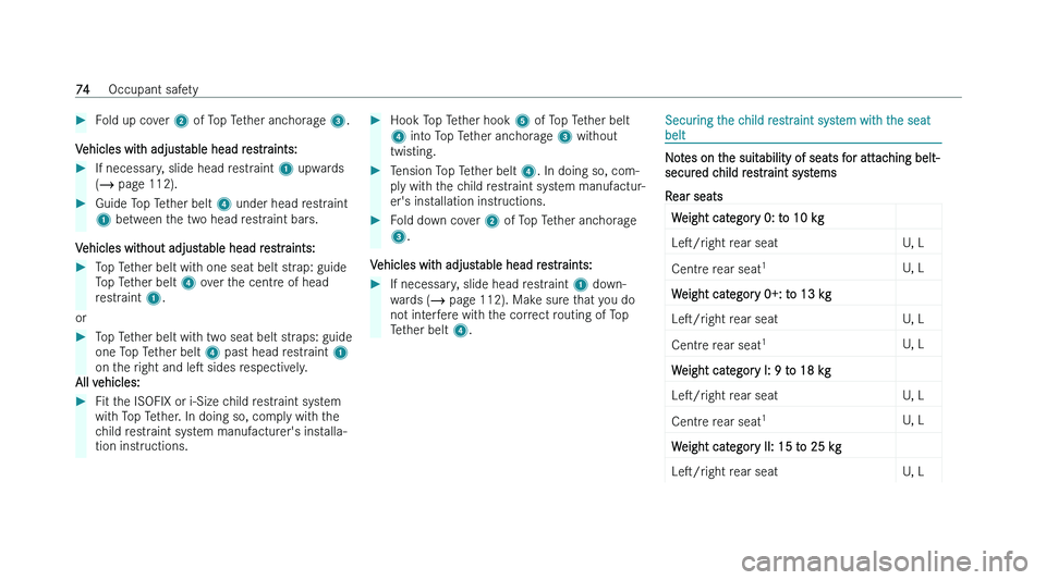 MERCEDES-BENZ A-CLASS SALOON 2022 Manual PDF �
�F�o�l�d� �u�p� �c�o�v�e�r�  �2� �o�f� �T �o�p� �T�e�t�h�e�r� �a�n�c�h�o�r�a�g�e� �3�.
�V�e�h�i�c�l�e�s� �w�i�t�h� �a�d�j�u�s�t�a�b�l�e� �h�e�a�d� �r�e�s�t�r�a�i�n�t�s�: �
�I�f� �n�e�c�e�s�s�a�r�y