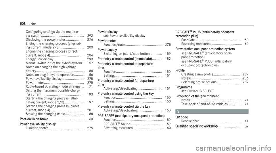 MERCEDES-BENZ A-CLASS SALOON 2021 Manual PDF Con/guring settings via
the multime-
dia system............................................. 292
Displaying the po wer me ter.................... 276
Ending thech arging process (alternat-
ing cur re