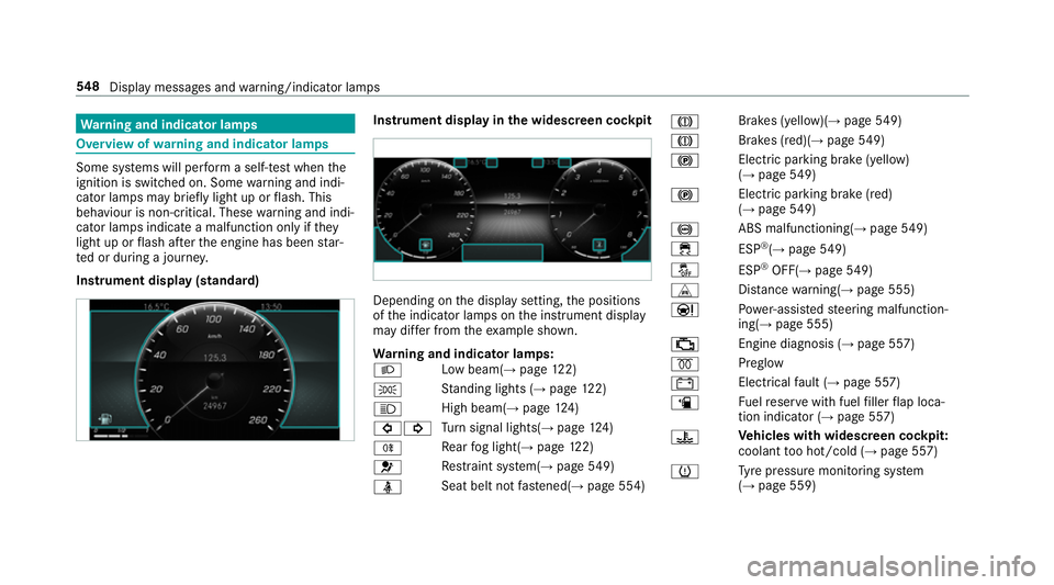 MERCEDES-BENZ A-CLASS HATCHBACK 2018 Owners Manual Wa
rning and indicator lamps Overview of
warning and indicator lamps Some sy
stems will per form a self-test when the
ignition is switched on. Some warning and indi‐
cator lamps may brief lylight up MERCEDES-BENZ A-CLASS HATCHBACK 2018 Owners Manual Wa
rning and indicator lamps Overview of
warning and indicator lamps Some sy
stems will per form a self-test when the
ignition is switched on. Some warning and indi‐
cator lamps may brief lylight up