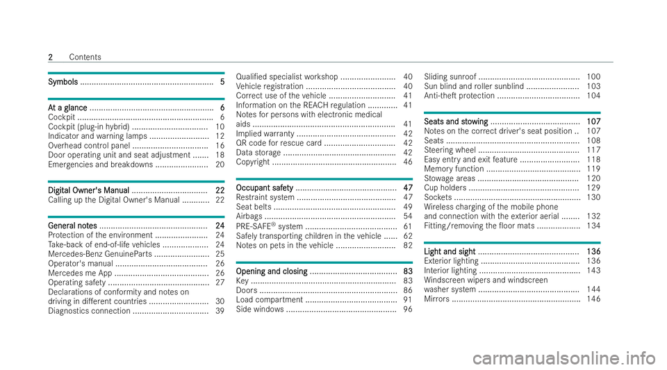 MERCEDES-BENZ AMG GT COUPE 2022  Owners Manual Symbols
Symbols
.......................................................... 5 5A
A
t a glance
t a glance ...................................................... 6 6
Co ckpit ............................