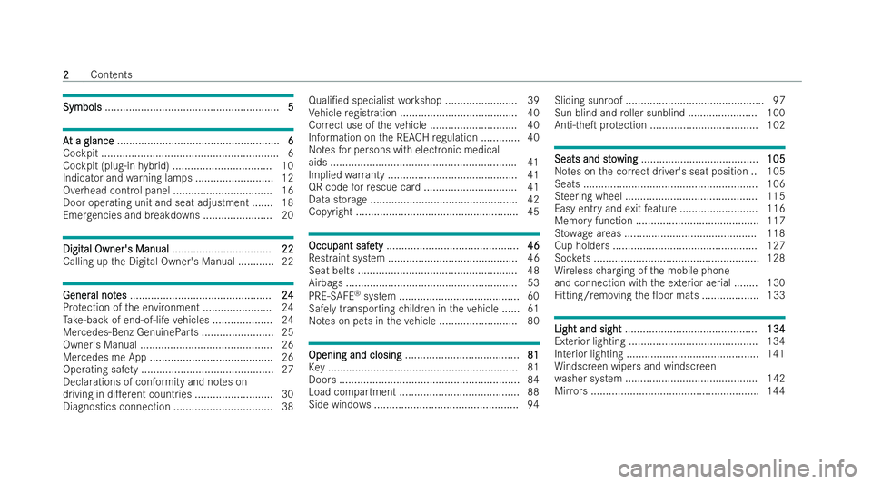 MERCEDES-BENZ AMG GT COUPE 2021  Owners Manual Symbols
Symbols
.......................................................... 5 5A
A
t a glance
t a glance ...................................................... 6 6
Co ckpit ............................