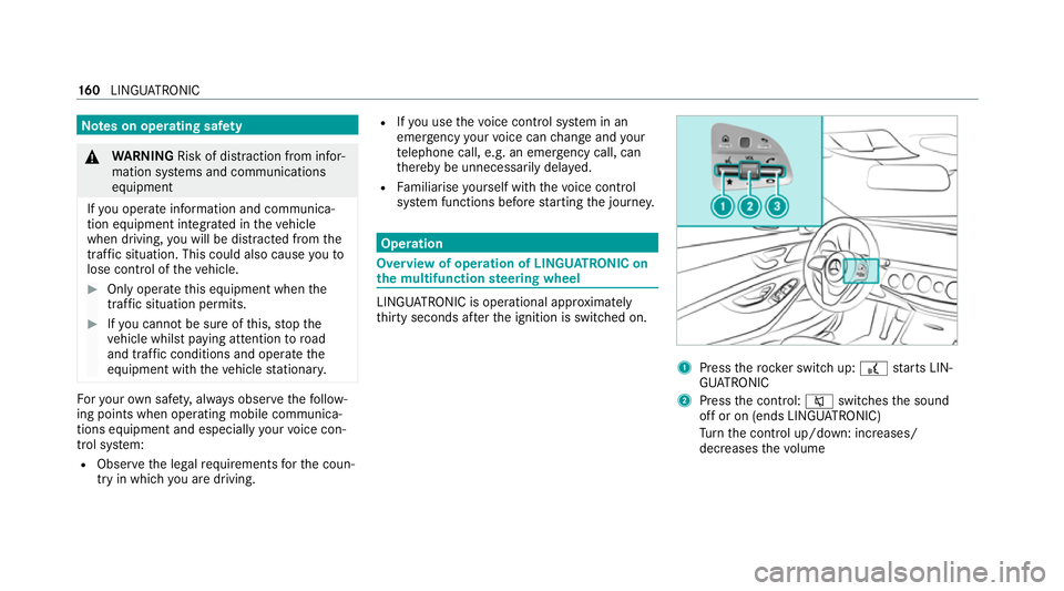 MERCEDES-BENZ AMG GT COUPE 2020 Owners Manual Note
s on operating saf ety&
WARNING Risk of dist raction from infor‐
mation sy stems and communications
equipment
If yo u operate information and communica‐
tion equipment integ rated in theve hi MERCEDES-BENZ AMG GT COUPE 2020 Owners Manual Note
s on operating saf ety&
WARNING Risk of dist raction from infor‐
mation sy stems and communications
equipment
If yo u operate information and communica‐
tion equipment integ rated in theve hi