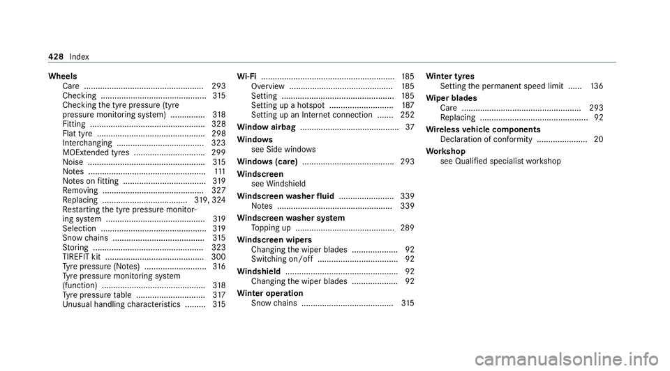 MERCEDES-BENZ AMG GT COUPE 2020  Owners Manual Wheels
Care .................................................... 293
Checking .............................................. 315
Checking the tyre pressure (tyre
pressure monitoring sy stem) .........