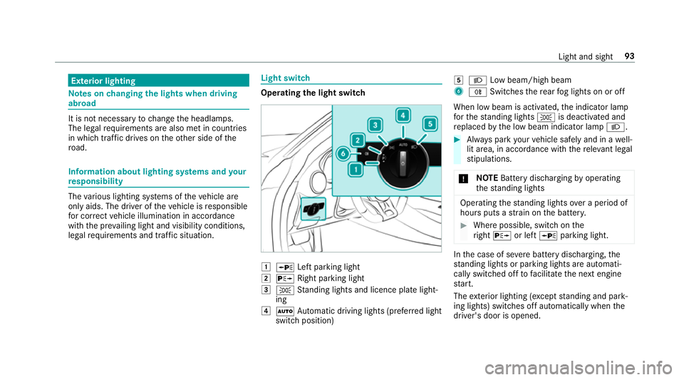 MERCEDES-BENZ AMG GT COUPE 2018 Owners Manual Exterior lighting
Note
s onchanging the lights when driving
abroad It is not necessary
tochange the headlamps.
The legal requirements are also met in countries
in which traf fic drives on theot her si MERCEDES-BENZ AMG GT COUPE 2018 Owners Manual Exterior lighting
Note
s onchanging the lights when driving
abroad It is not necessary
tochange the headlamps.
The legal requirements are also met in countries
in which traf fic drives on theot her si