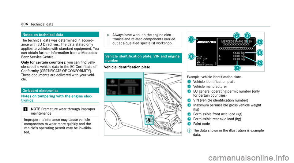 MERCEDES-BENZ AMG GT ROADSTER 2018 Owners Manual Note
s ontech nical data
The tech nical da tawa s de term ined in accord‐
ance with EU Directives. The data stated on ly
applies tovehicles with standard equipment. Yo u
can obtain fur ther informat MERCEDES-BENZ AMG GT ROADSTER 2018 Owners Manual Note
s ontech nical data
The tech nical da tawa s de term ined in accord‐
ance with EU Directives. The data stated on ly
applies tovehicles with standard equipment. Yo u
can obtain fur ther informat