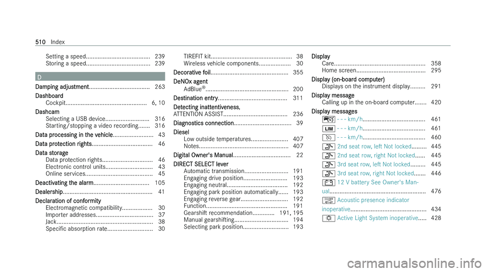 MERCEDES-BENZ B-CLASS HATCHBACK 2022  Owners Manual �S�e�t�t�i�n�g� �a� �s�p�e�e�d�.�.�.�.�.�.�.�.�.�.�.�.�.�.�.�.�.�.�.�.�.�.�.�.�.�.�.�.�.�.�.�.�.�.�.�.�.�. �2�3�9
�S �t�o�r�i�n�g� �a� �s�p�e�e�d�.�.�.�.�.�.�.�.�.�.�.�.�.�.�.�.�.�.�.�.�.�.�.�.�.�.�.�