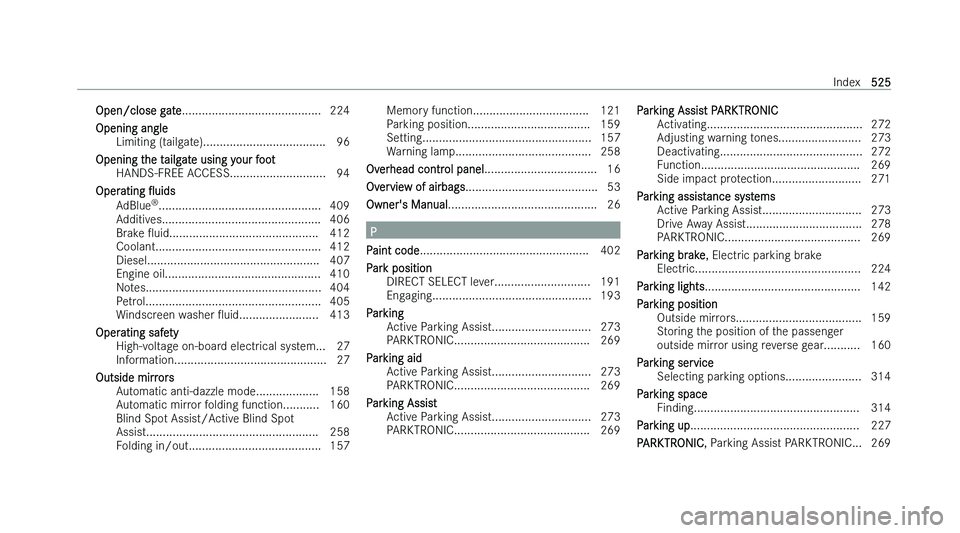 MERCEDES-BENZ B-CLASS HATCHBACK 2022  Owners Manual �O�p�e�n�/�c�l�o�s�e� �g�a�t�e
�.�.�.�.�.�.�.�.�.�.�.�.�.�.�.�.�.�.�.�.�.�.�.�.�.�.�.�.�.�.�.�.�.�.�.�.�.�.�.�.�.�. �2�2�4
�O�p�e�n�i�n�g� �a�n�g�l�e �L�i�m�i�t�i�n�g� �(�t�a�i�l�g�a�t�e�)�.�.�.�.�.�.