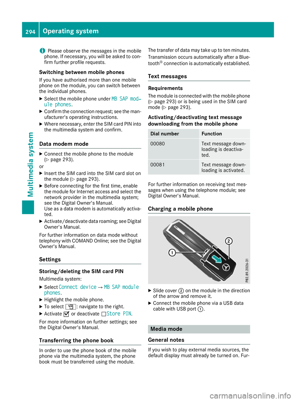 MERCEDES-BENZ C-CLASS CABRIOLET 2016 Owners Manual i
Please observe the messages in the mobile
phone. If necessary, you will be asked to con-
firm further profile requests.
Switching between mobile phones If you have authorised more than one mobile
ph MERCEDES-BENZ C-CLASS CABRIOLET 2016 Owners Manual i
Please observe the messages in the mobile
phone. If necessary, you will be asked to con-
firm further profile requests.
Switching between mobile phones If you have authorised more than one mobile
ph