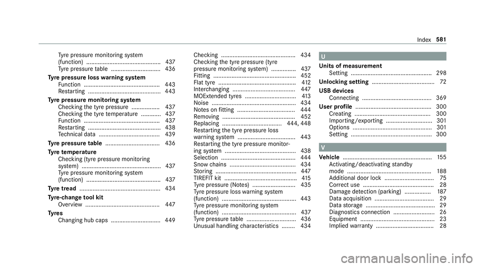 MERCEDES-BENZ C-CLASS COUPE 2018 Owners Manual Ty
re pressure monitoring sy stem
(function) ............................................. 437
Ty re pressure table .............................. 436
Ty re pressure loss warning sy stem
Fu nction ... MERCEDES-BENZ C-CLASS COUPE 2018 Owners Manual Ty
re pressure monitoring sy stem
(function) ............................................. 437
Ty re pressure table .............................. 436
Ty re pressure loss warning sy stem
Fu nction ...