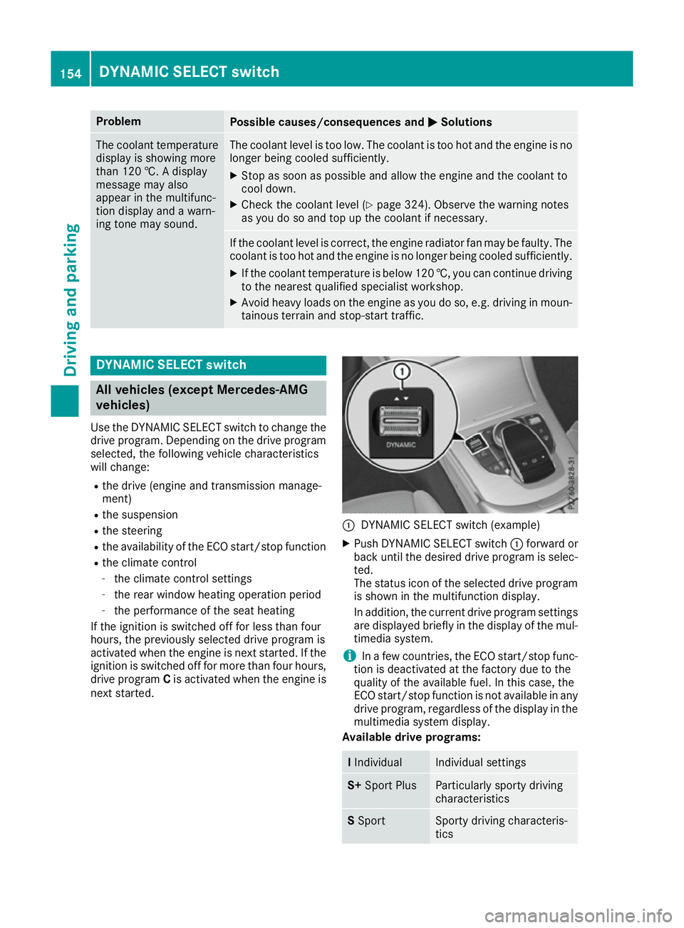 MERCEDES-BENZ C-CLASS COUPE 2015  Owners Manual Problem
Possible causes/consequences and
M
MSolutions The coolant temperature
display is showing more
than 120 †. Adisplay
message may also
appear in the multifunc-
tion display and awarn-
ing tone 