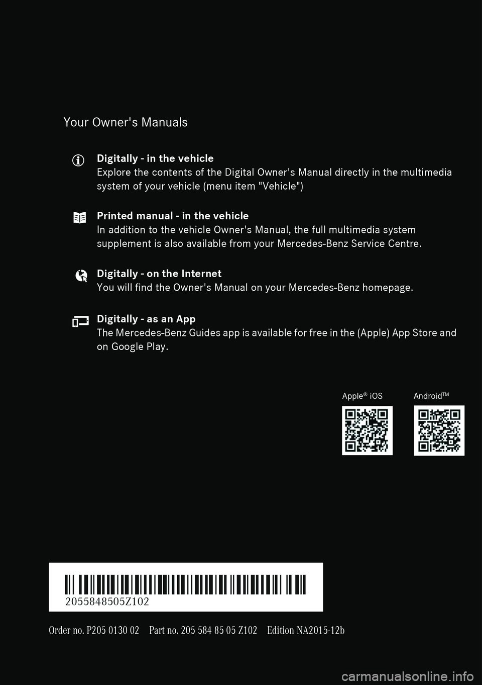 MERCEDES-BENZ C-CLASS COUPE 2015  Owners Manual 