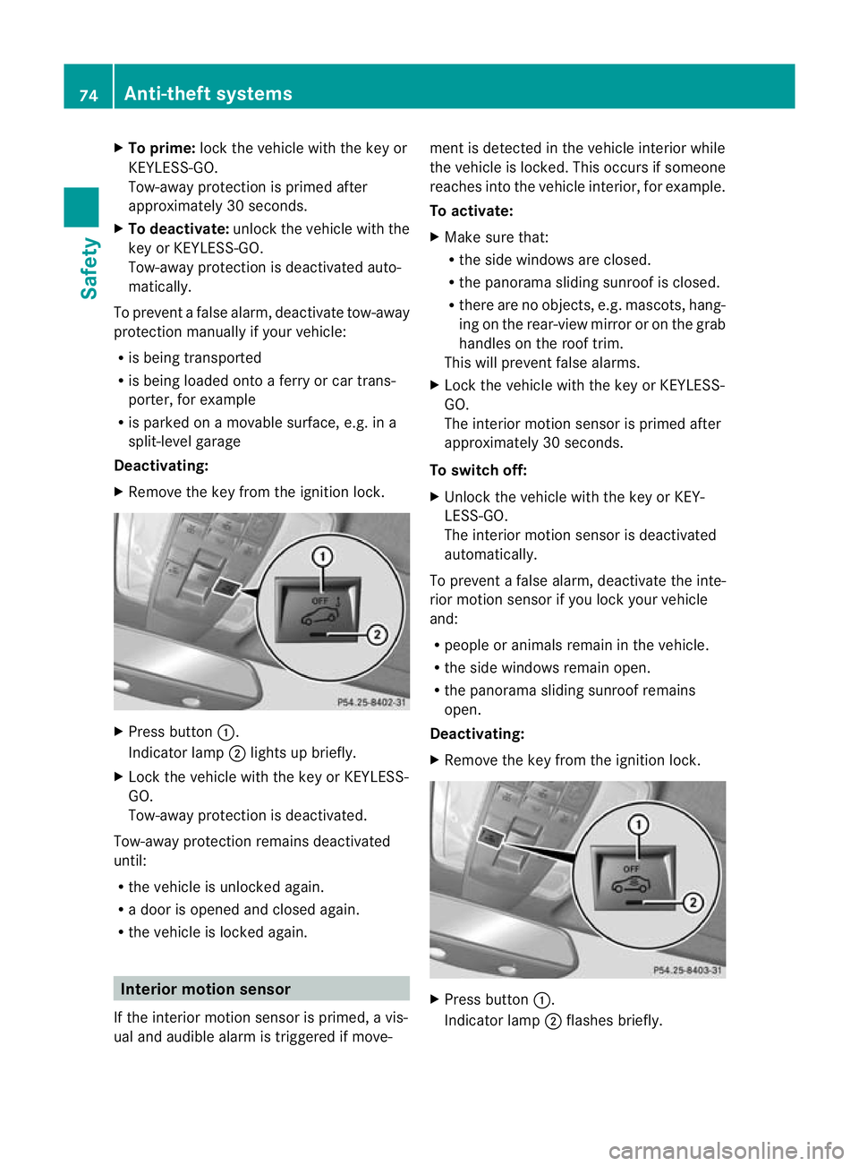 MERCEDES-BENZ C-CLASS COUPE 2011 Manual PDF X
To prime: lock the vehicle with the key or
KEYLESS-GO.
Tow-away protection is primed after
approximately 30 seconds.
X To deactivate: unlock the vehicle with the
key or KEYLESS-GO.
Tow-away protecti MERCEDES-BENZ C-CLASS COUPE 2011 Manual PDF X
To prime: lock the vehicle with the key or
KEYLESS-GO.
Tow-away protection is primed after
approximately 30 seconds.
X To deactivate: unlock the vehicle with the
key or KEYLESS-GO.
Tow-away protecti