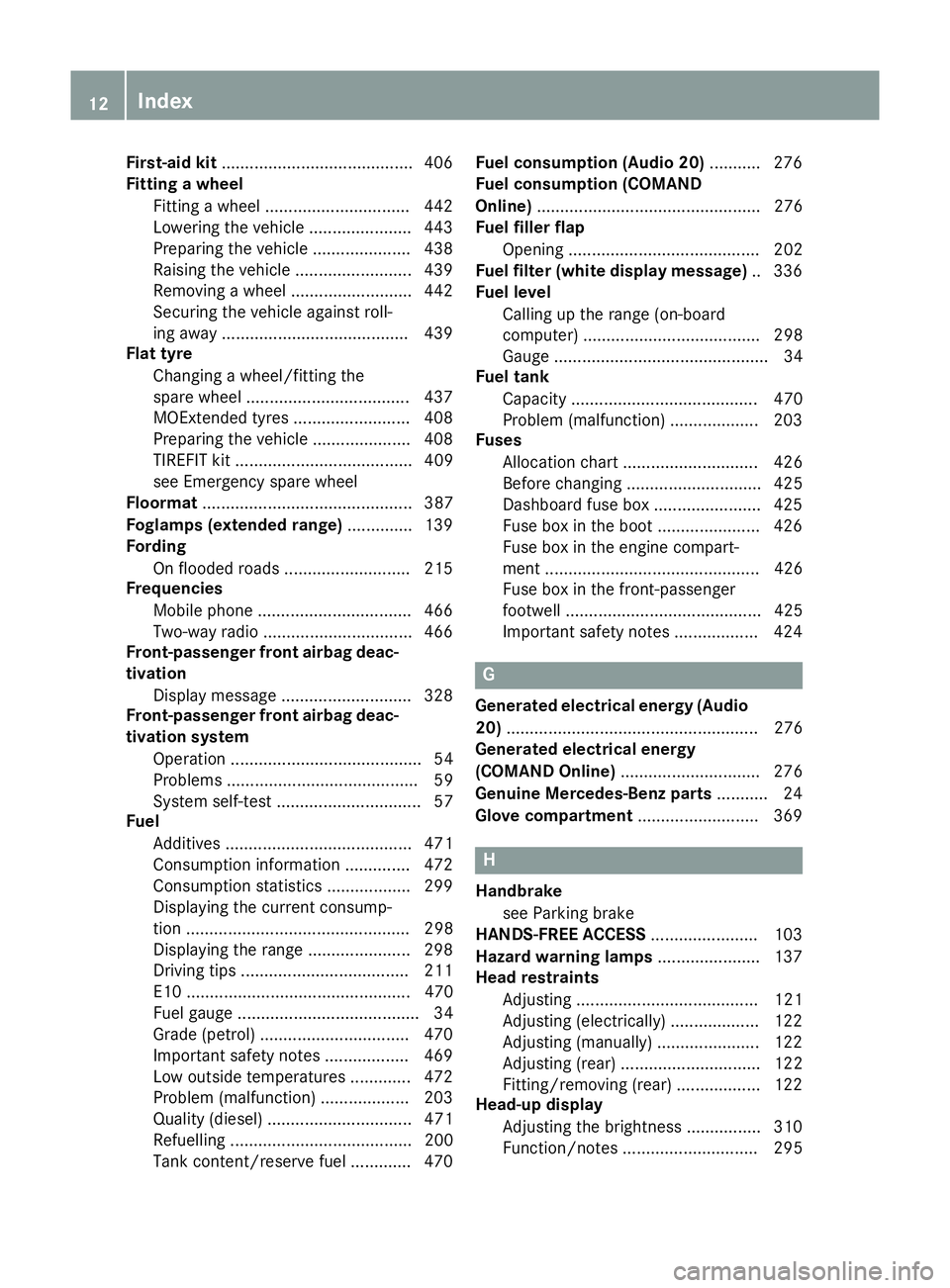 MERCEDES-BENZ C-CLASS SALOON 2014 Owners Manual First-aid kit
........................................ .406
Fitting a wheel
Fitting a wheel ............................... 442
Lowering the vehicle ..................... .443
Preparing the vehicle .. MERCEDES-BENZ C-CLASS SALOON 2014 Owners Manual First-aid kit
........................................ .406
Fitting a wheel
Fitting a wheel ............................... 442
Lowering the vehicle ..................... .443
Preparing the vehicle ..