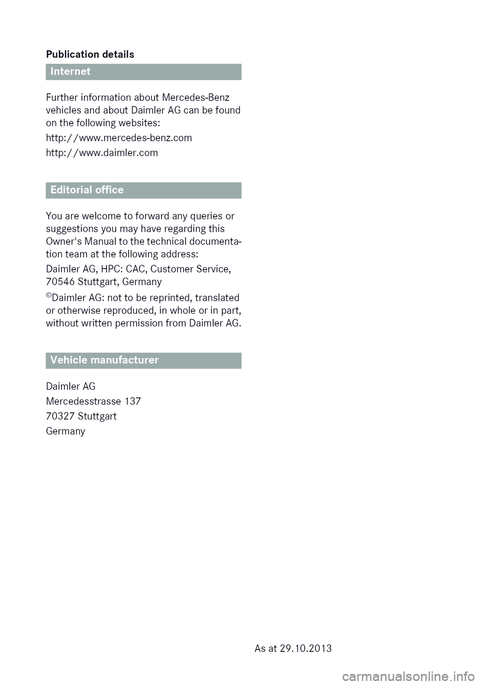MERCEDES-BENZ C-CLASS SALOON 2014 Owners Manual MERCEDES-BENZ C-CLASS SALOON 2014 Owners Manual