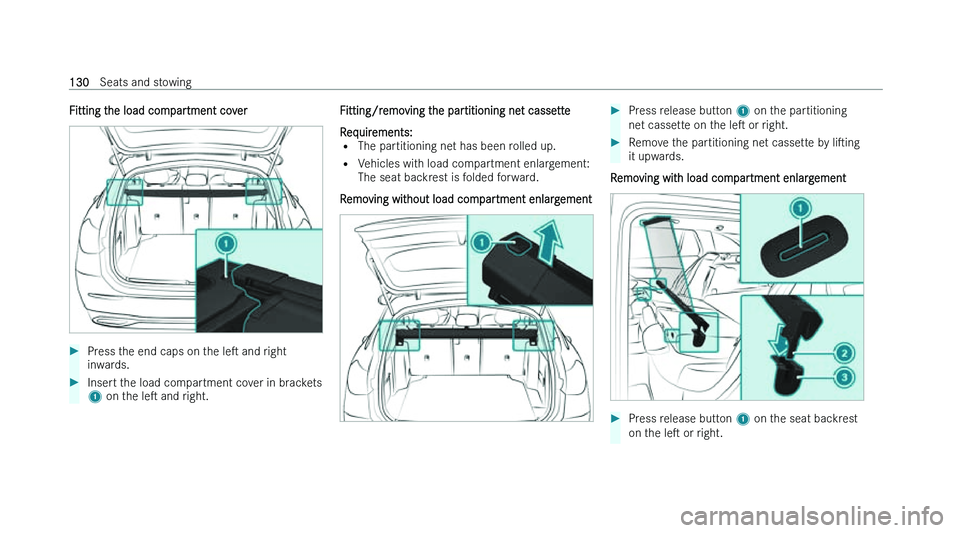 MERCEDES-BENZ C-CLASS ESTATE 2022  Owners Manual �F�i�t�t�i�n�g� �t�h�e� �l�o�a�d� �c�o�m�p�a�r�t�m�e�n�t� �c�o�v�e�r
�
�P�r�e�s�s� �t�h�e� �e�n�d� �c�a�p�s� �o�n� �t�h�e�  �l�es� �a�n�d� �r �i�g�h�t
�i�n�w�a�r�d�s�. �
�I�n�s�e�r�t� �t�h�e� �l�o�
