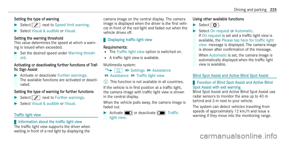 MERCEDES-BENZ C-CLASS ESTATE 2021  Owners Manual �S�e�t�t�i�n�g� �t�h�e� �t�y�p�e� �o�f� �w�a�r�n�i�n�g��S�e�l�e�c�t� �