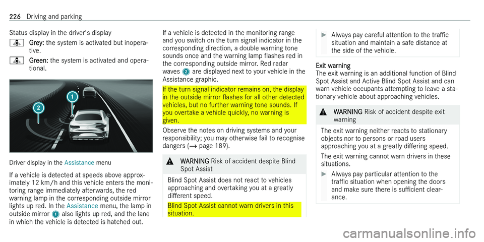 MERCEDES-BENZ C-CLASS ESTATE 2021  Owners Manual �S�t�a�t�u�s� �d�i�s�p�l�a�y� �i�n� �t�h�e� �d�r�i�v�e�r�'�s� �d�i�s�p�l�a�y�