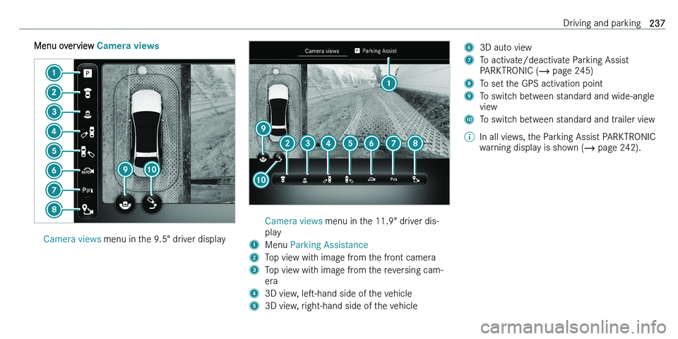 MERCEDES-BENZ C-CLASS ESTATE 2021  Owners Manual �M�e�n�u� �o�v�e�r�v�i�e�w� �&�D�m�H�r�D��v�L�H�w�s�C�a�m�e�r�a� �v�i�e�w�s� �m�e�n�u� �i�n� �t�h�e� �9�.�5�"� �d�r�i�v�e�r� �d�i�s�p�l�a�y�C�a�m�e�r�a� �v�i�e�w�s� �m�e�n�u� �i�n� �t�h�e� �1�1�.