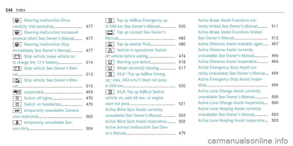 MERCEDES-BENZ C-CLASS ESTATE 2021  Owners Manual �Ù� � �S�t�e�e�r�i�n�g� �m�a�l�f�u�n�c�t�i�o�n� �D�r�i�v�e
�c�a�r�e�f�u�l�l�y� �V�i�s�i�t� �w�o�r�k�s�h�o�p �.�.�.�.�.�.�.�.�.�.�.�.�.�.�.�.�.�.�.�.�.�.�.�.�. �4�7�7
�Ù � � �S�t�e�e�r�i�n�g� �m�a�l�