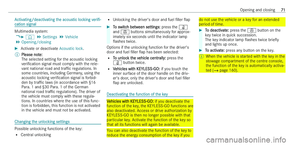 MERCEDES-BENZ C-CLASS ESTATE 2021 Manual PDF �A�c�t�i�v�a�t�i�n�g�/�d�e�a�c�t�i�v�a�t�i�n�g� �t�h�e� �a�c�o�u�s�t�i�c� �l�o�c�k�i�n�g� �v�e�r�iN�-
�c�a�t�i�o�n � �s�i�g�n�a�l
�M�u�l�t�i�m�e�d�i�a� �s�y�s�t�e�m�:
�4 �©� �5
�S�e�t�t�i�n�g�s � �5