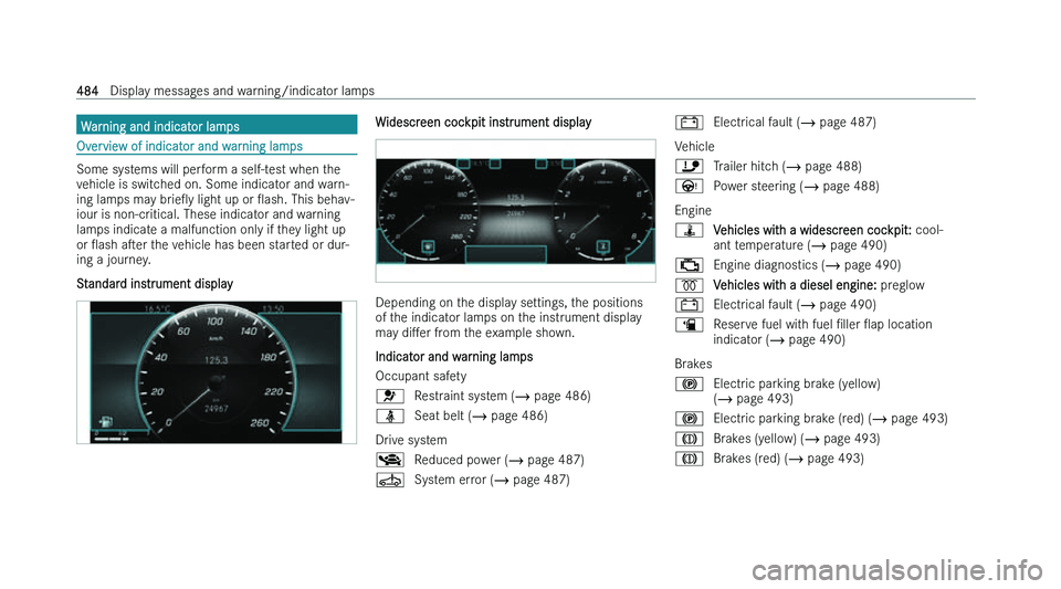MERCEDES-BENZ CLA SHOOTING BRAKE 2022  Owners Manual �W�a�r�n�i�n�g� �a�n�d� �i�n�d�i�c�a�t�o�r� �l�a�m�p�s
�O�v�e�r�v�i�e�w� �o�f� �i�n�d�i�c�a�t�o�r� �a�n�d� �w�a�r�n�i�n�g� �l�a�m�p�s
�S�o�m�e� �s�y�s�t�e�m�s� �w�i�l�l� �p�e�r�f�o�r�m� �a� �s�e�l�f�-