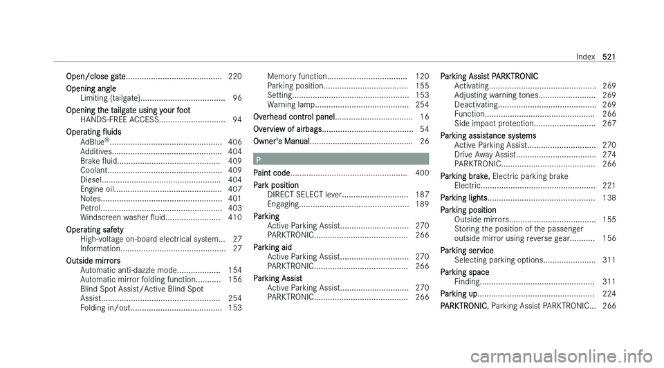 MERCEDES-BENZ CLA SHOOTING BRAKE 2022  Owners Manual �O�p�e�n�/�c�l�o�s�e� �g�a�t�e
�.�.�.�.�.�.�.�.�.�.�.�.�.�.�.�.�.�.�.�.�.�.�.�.�.�.�.�.�.�.�.�.�.�.�.�.�.�.�.�.�.�. �2�2�0
�O�p�e�n�i�n�g� �a�n�g�l�e �L�i�m�i�t�i�n�g� �(�t�a�i�l�g�a�t�e�)�.�.�.�.�.�.