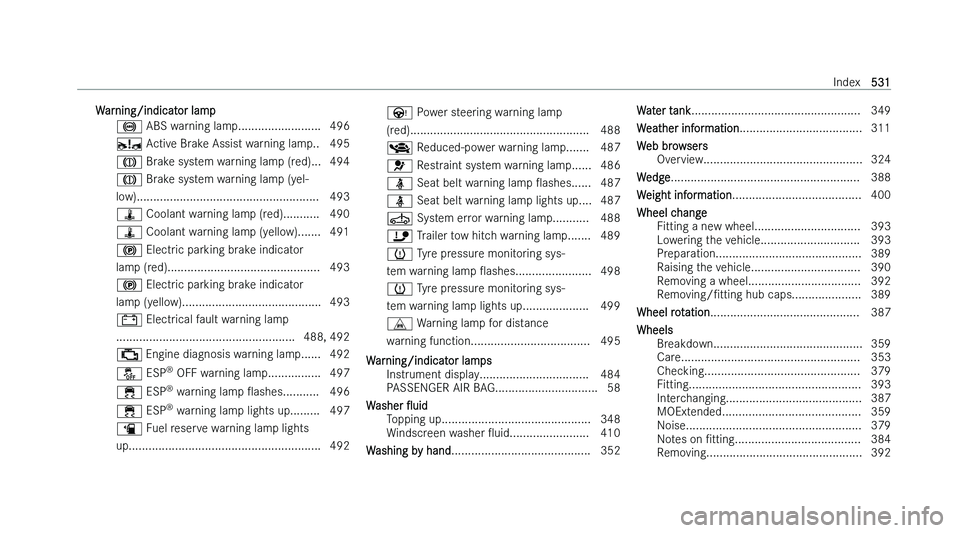 MERCEDES-BENZ CLA SHOOTING BRAKE 2022  Owners Manual �W�a�r�n�i�n�g�/�i�n�d�i�c�a�t�o�r� �l�a�m�p
�%� �A�B�S� �w �a�r�n�i�n�g� �l�a�m�p�.�.�.�.�.�.�.�.�.�.�.�.�.�.�.�.�.�.�.�.�.�.�.�.�. �4�9�6
�