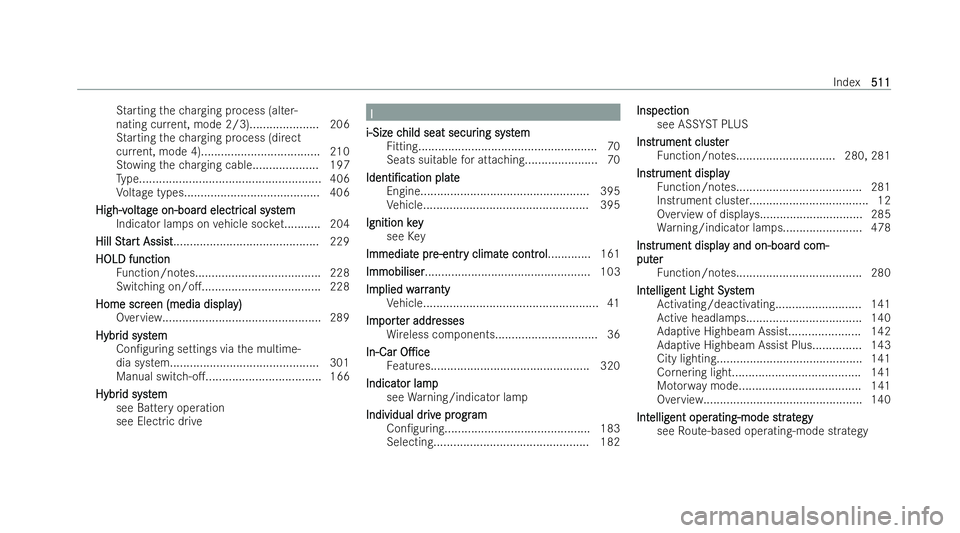 MERCEDES-BENZ CLA SHOOTING BRAKE 2021  Owners Manual St
arting thech arging process (alter-
nating cur rent, mode 2/3)..................... 206
St arting thech arging process (direct
cur rent, mode 4).................................... 210
St ow ing th