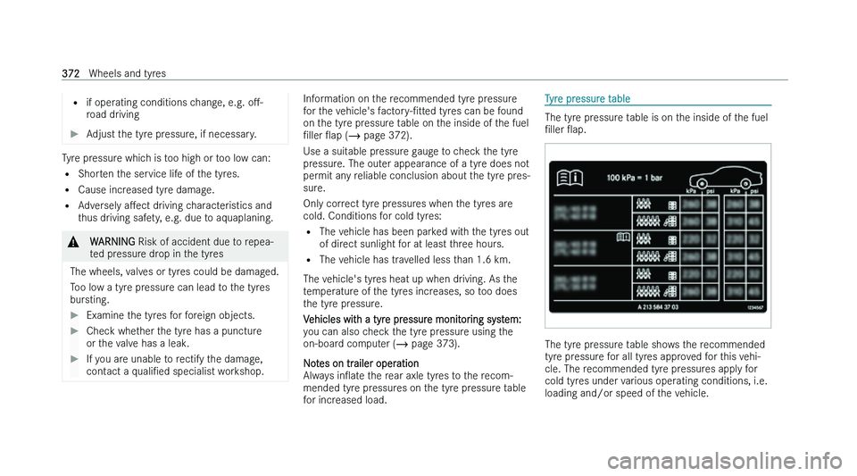 MERCEDES-BENZ CLA COUPE 2022  Owners Manual �=
�i�f� �o�p�e�r �a�t�i�n�g� �c�o�n�d�i�t�i�o�n�s� �c�h�a�n�g�e�,� �e�.�g�.�  �oM�-
�r�o�a�d� �d�r�i�v�i�n�g �
�A�d�j�u�s�t� �t�h�e� �t�y�r�e� �p�r�e�s�s�u�r�e�,� �i�f� �n�e�c�e�s�s�a�r�y�. �T�y�r�