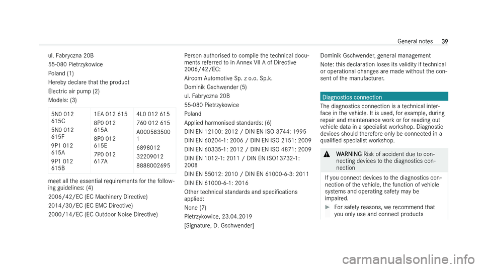 MERCEDES-BENZ CLA COUPE 2022 Service Manual �u�l�.� �F�a�b�r�y�c�z�n�a� �2�0�B
�5�5�-�0�8�0� �P�i�e
�t�r�z�y�k�o�w�i�c�e
�P�o�l�a�n�d� �(�1�)
�H�e�r�e�b�y� �d�e�c�l�a�r�e� �t�h�a�t� �t�h�e� �p�r�o�d�u�c�t
�E�l�e�c�t�r�i�c� �a�i�r� �p�u�m�p� �(�